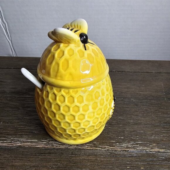 Maxcera Spring Collection Beehive Honey Jar With Spoon Bumble Bee Farmhouse - Picture 4 of 11